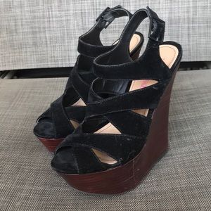 Black Velvet Platform Wedges • JustFab
